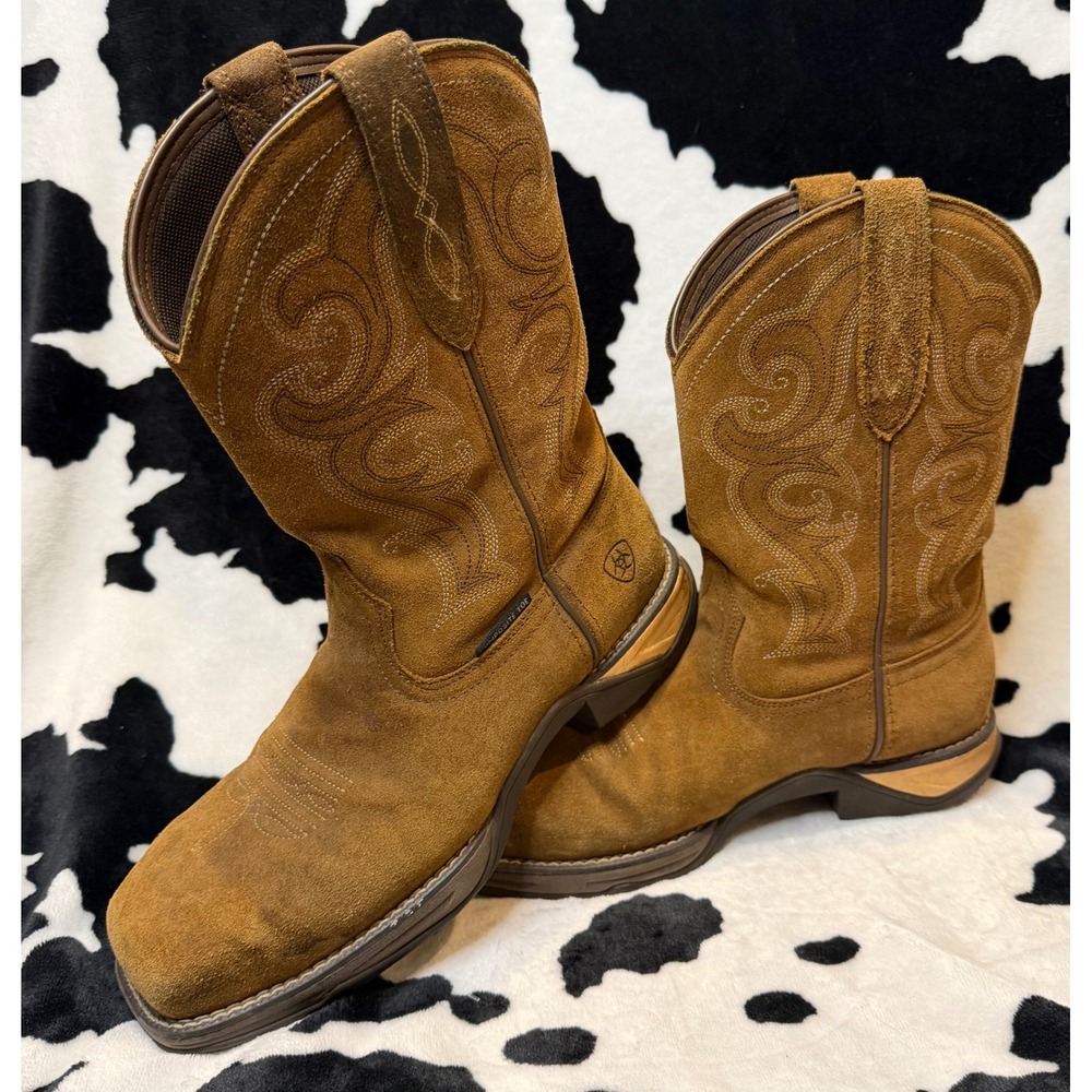 Ariat Anthem Composite Toe Western Work Boots Suede Chipmunk Brown Women's‎ 7 - Picture 7 of 9